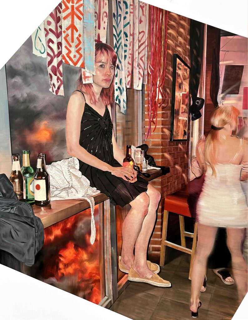 Agata Kus, I’m Fine, oil on canvas, 180 x 140 cm, 2024. In a collection of Radosław Kotarski