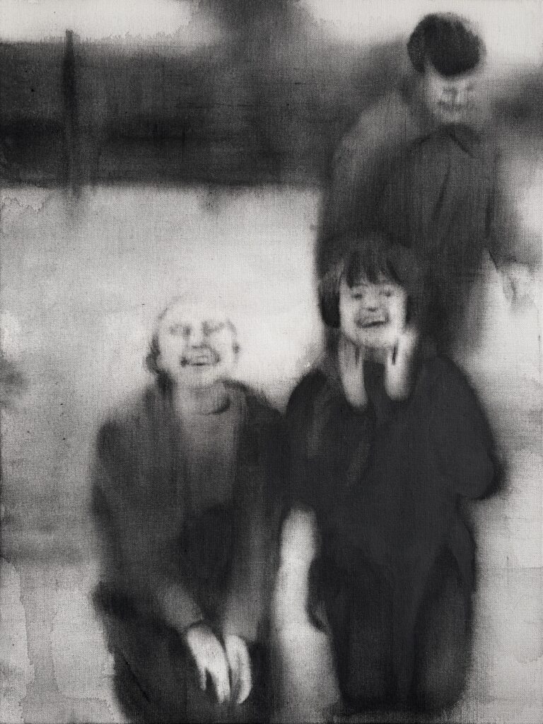 Dina Leonova, Giggle, 2026. Watercolor on canvas, 45 x 90 cm