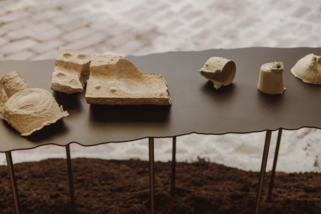 Monika Patuszyńska, vessels from the series "Orphans", 2012-2013. View of the exhibition "Crafting Reality" at Pasaje94, Valencia, 12.09–31.10.2026. Photo by Alka Murat